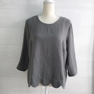 The Limited - Gray-green scalloped hem square cut top, L